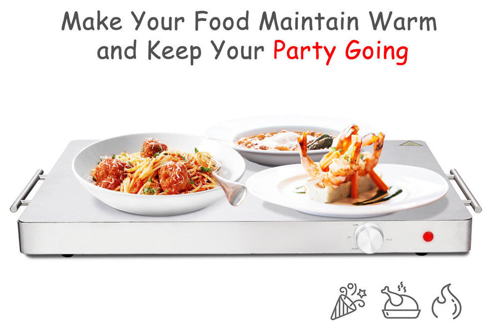 Costway Electric Warming Tray Food Dish Stainless Steel Hot Plate Tabletop