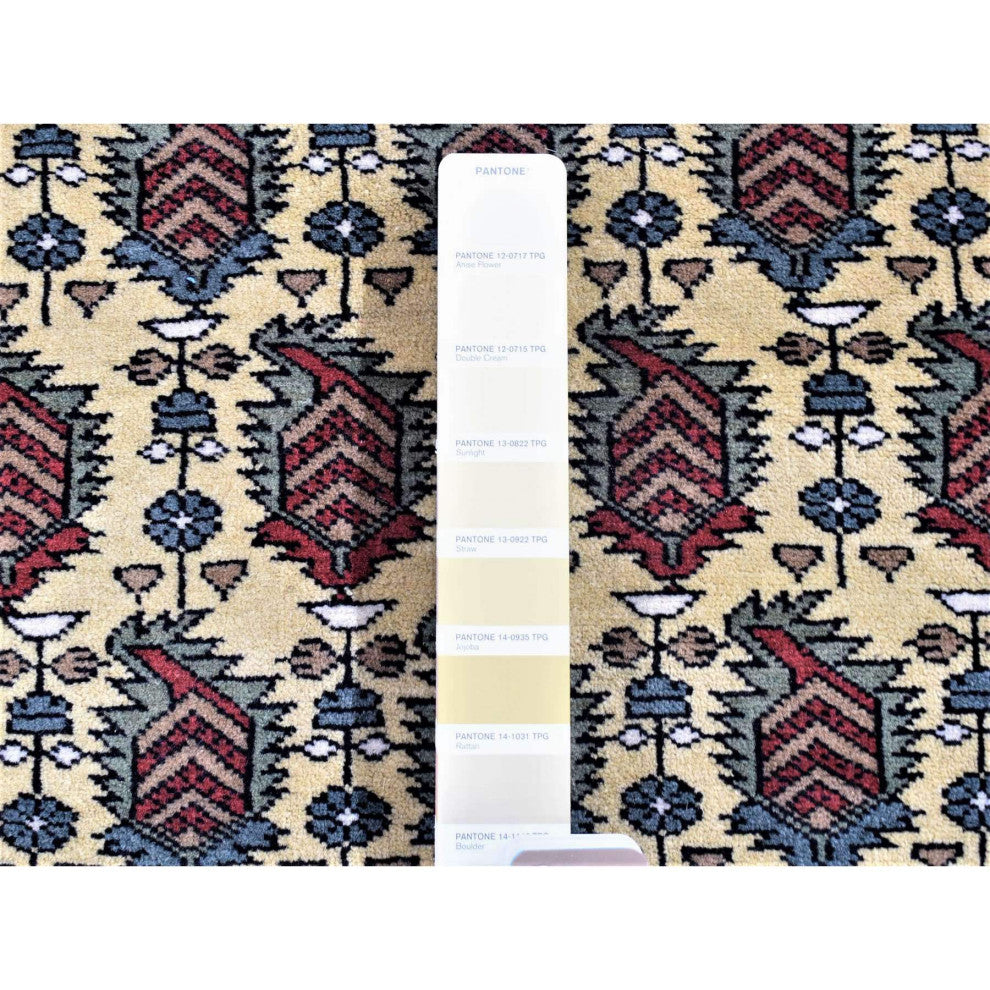 Ivory Tribal Northwest Persian Pure Wool Hand Knotted Runner Rug, 2'10"x13'2"
