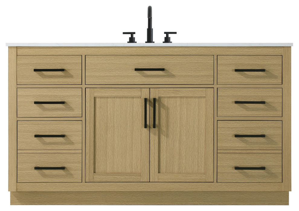 Home Living 60" Single Bathroom Vanity, Honey Brown