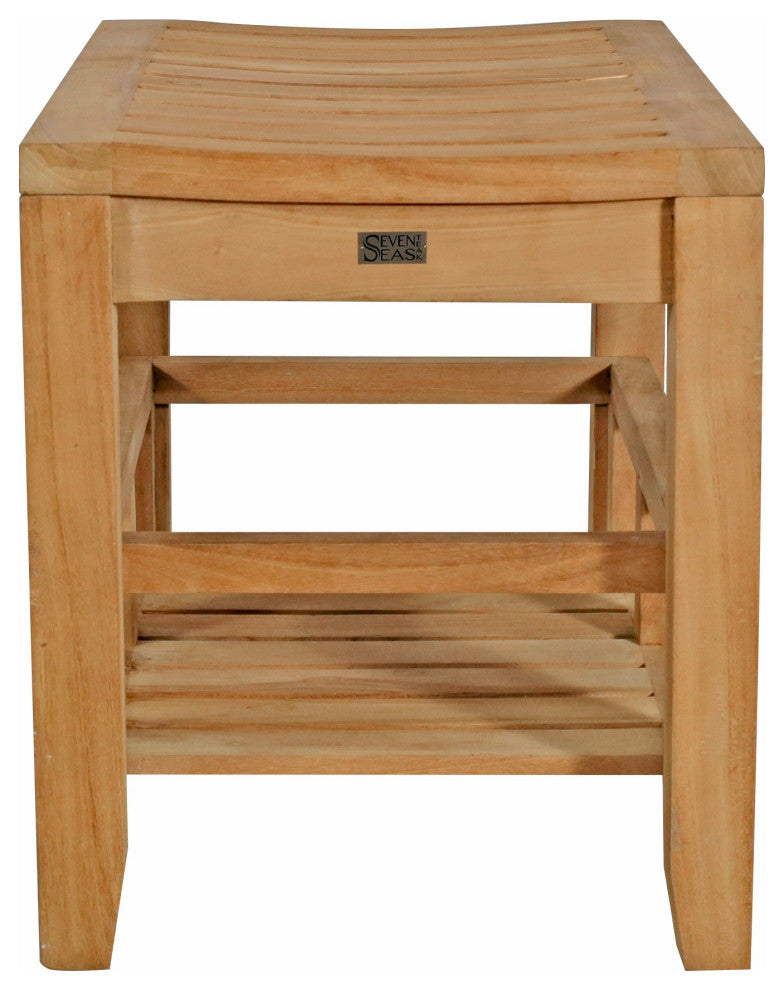 Seven Seas Teak Shower Stool With Shelf