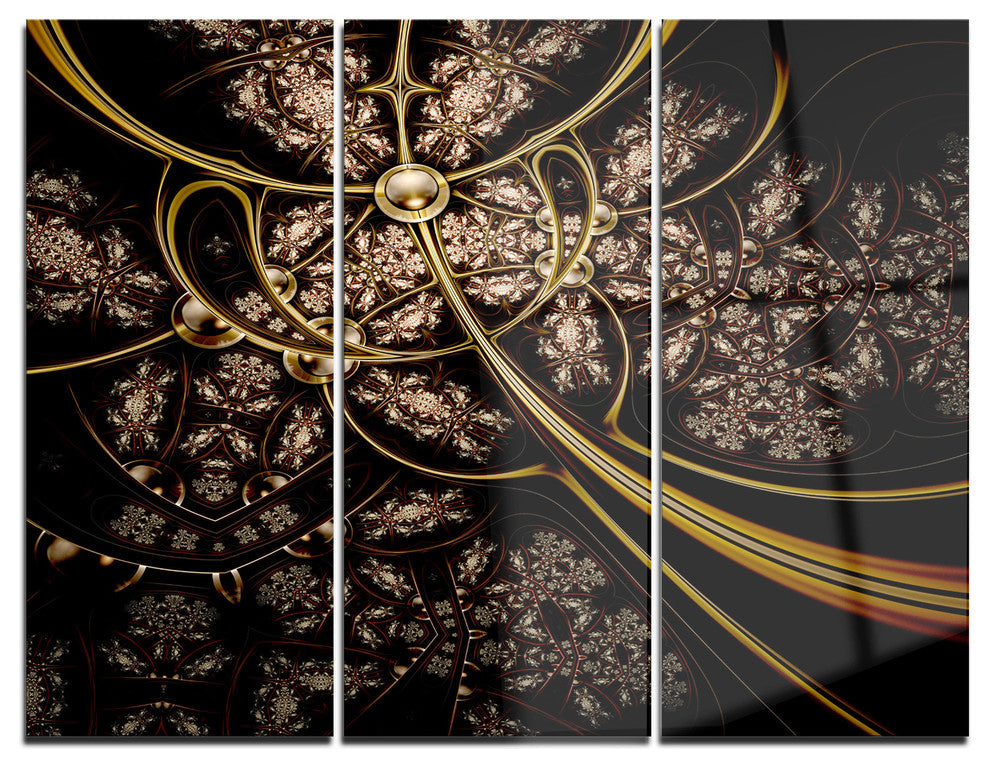 "Symmetrical Metallic Fabric" Digital Metal Wall Art, 3 Panels, 36"x28"