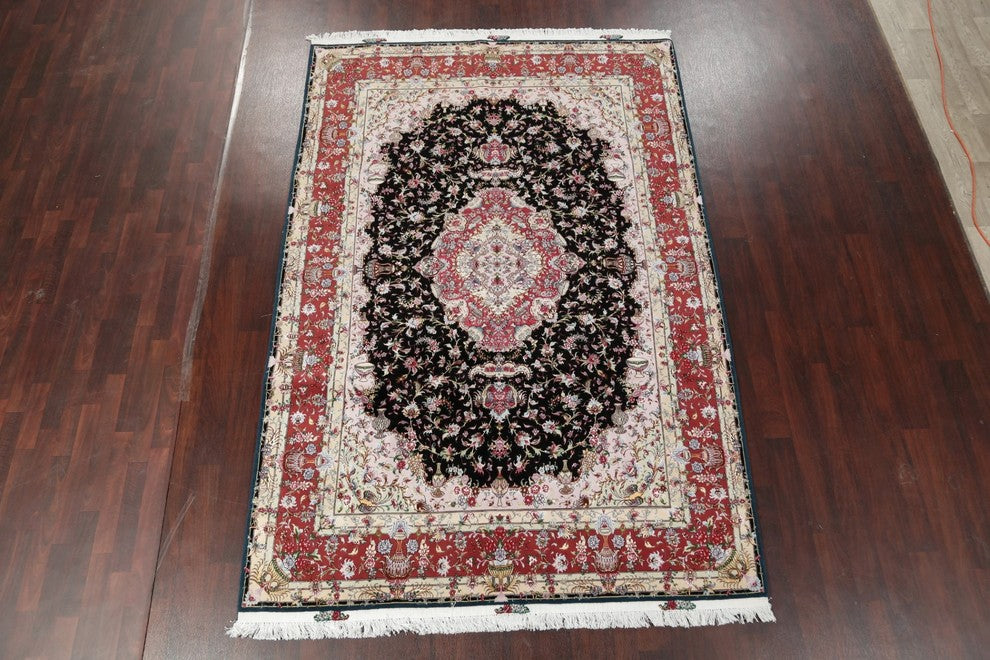 Wool and Silk Tabriz Persian Area Rug Vegetable Dye 50 Raj
