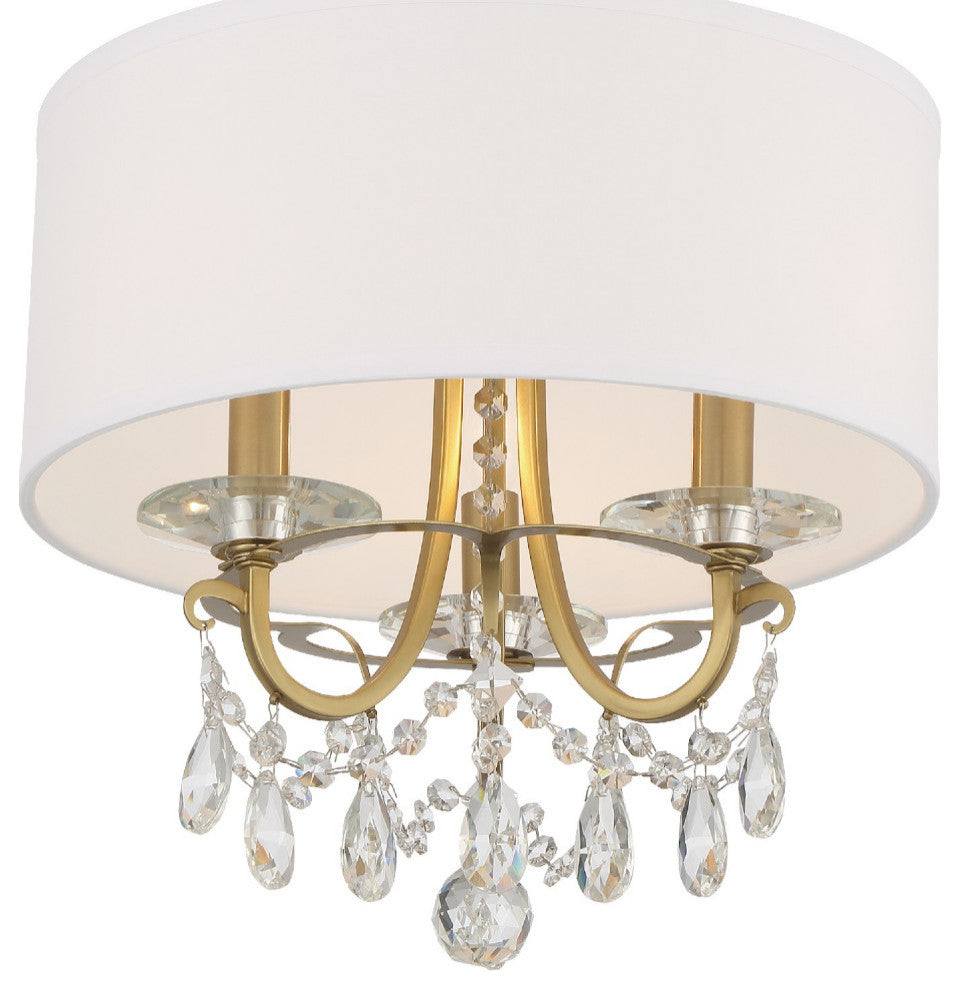Othello 3 Light Chandelier in Vibrant Gold with Hand Cut Crystal