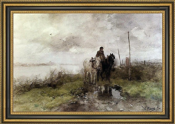 Anton Mauve The Country Road Framed Premium Canvas Print, 18"x27"