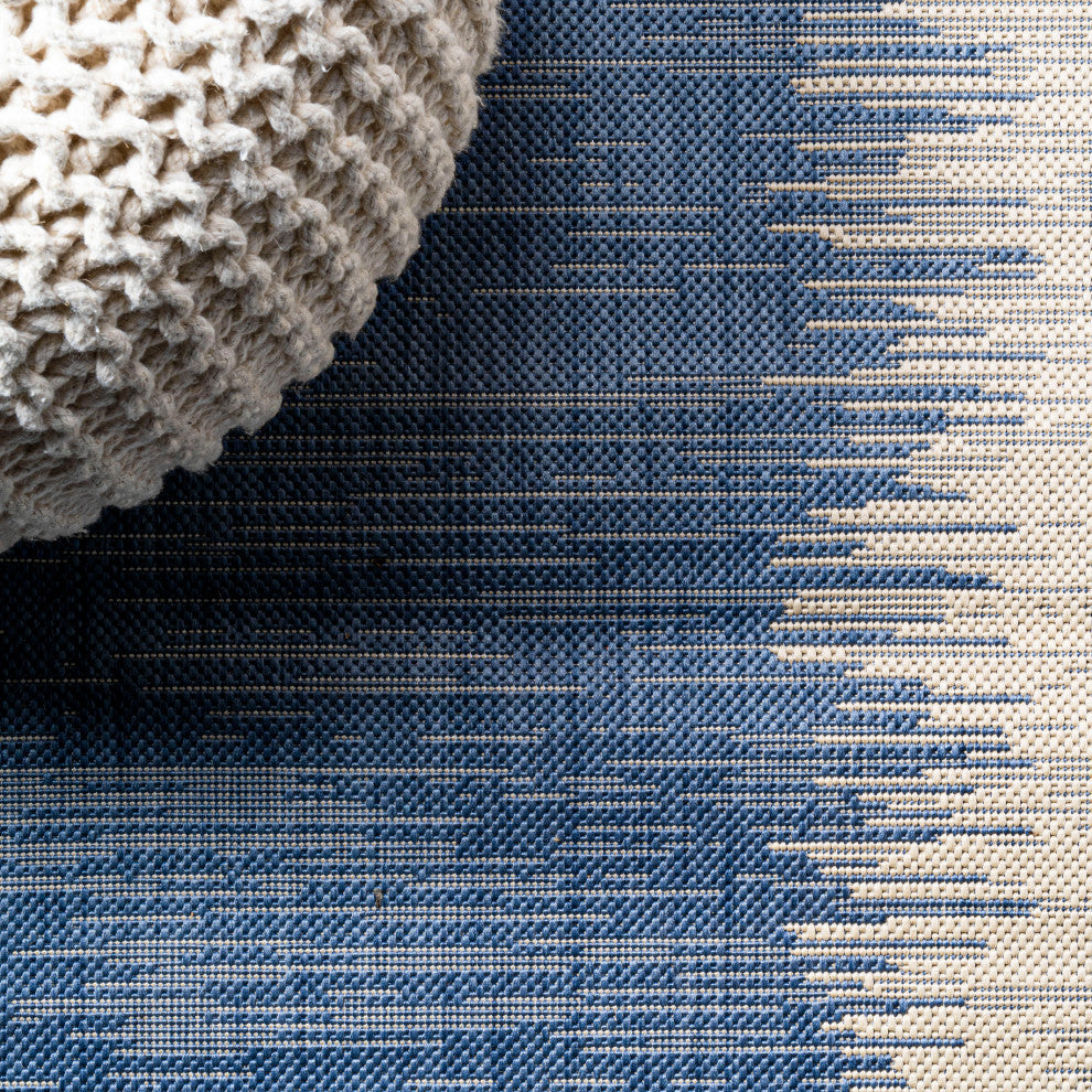 Tavira Modern Strie' Area Rug, Blue/Beige, 2 X 8