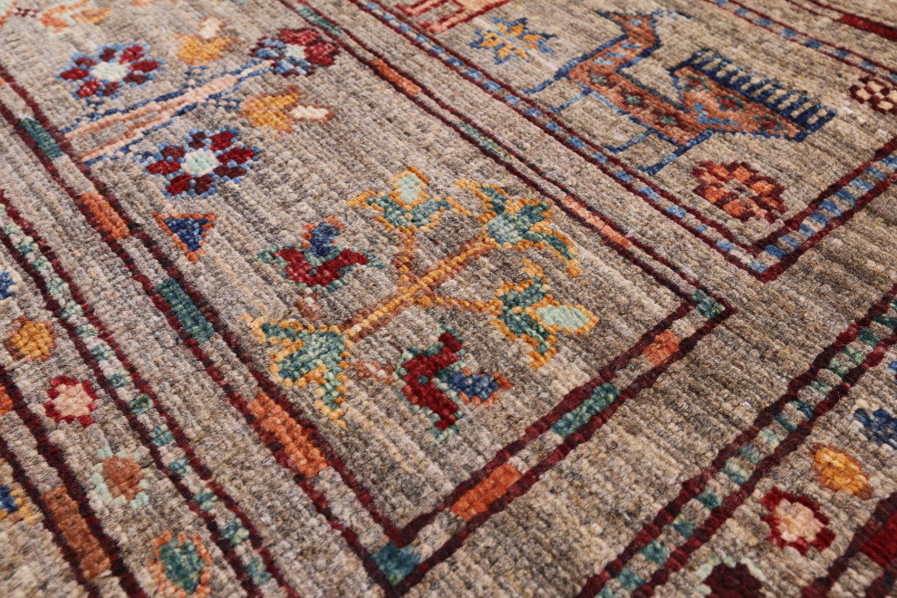 Handmade Persian Gabbeh Tribal Rug 4' 1" X 5' 11" - Q12513