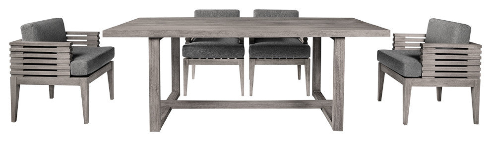 Vivid Outdoor Patio Dining Set, Olefin Cushions, Gray, 5-Piece Set