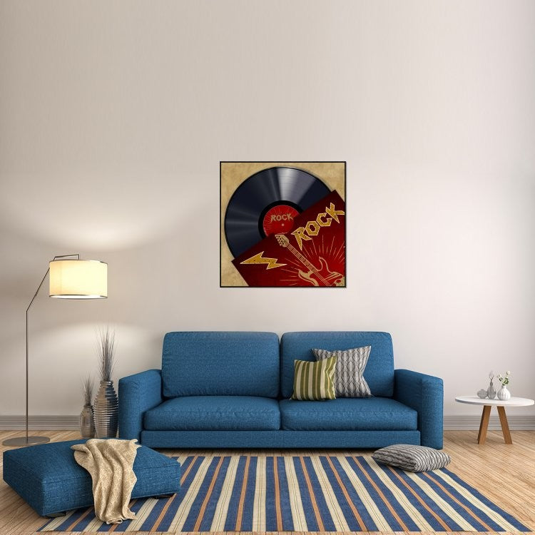 "Vinyl Club, Rock" Framed Canvas Giclee by Steven Hill, 41x41"