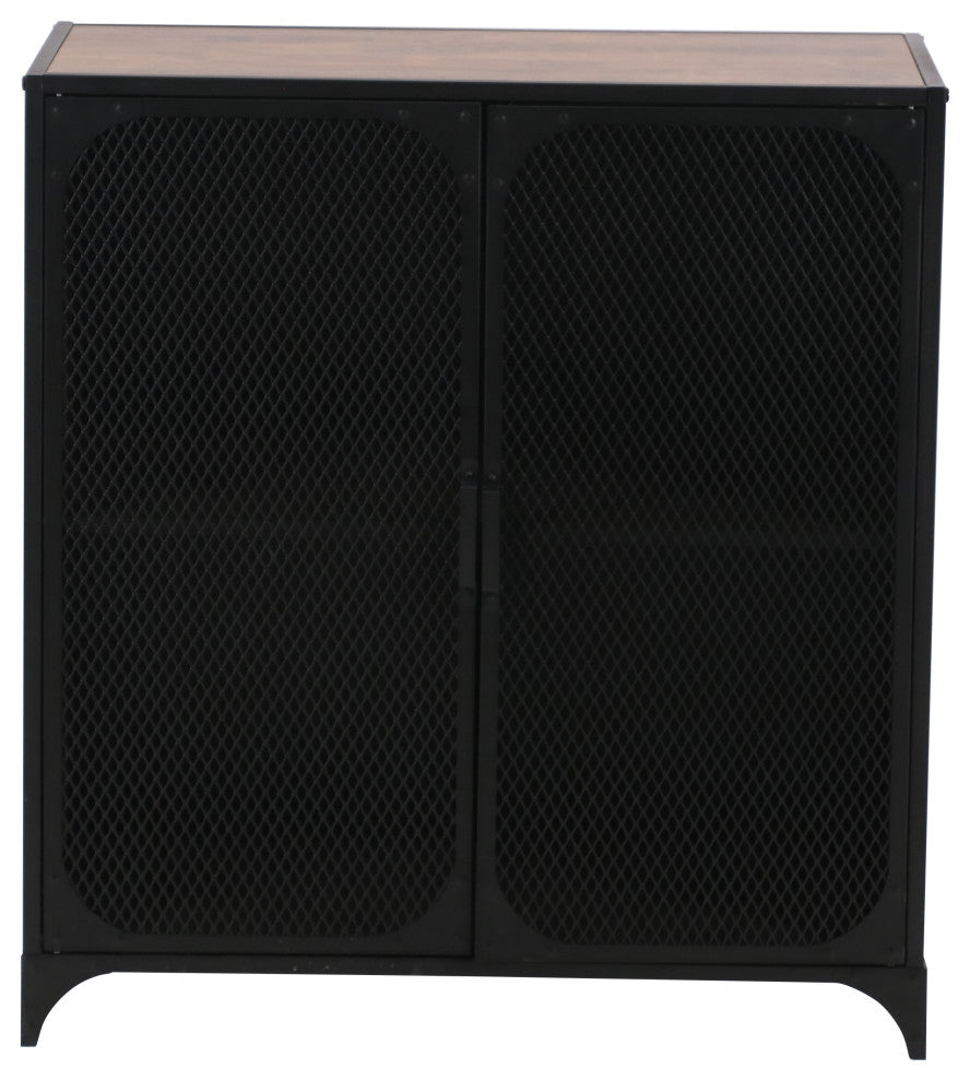 Rustic 2-Door Cabinet With Mesh Doors