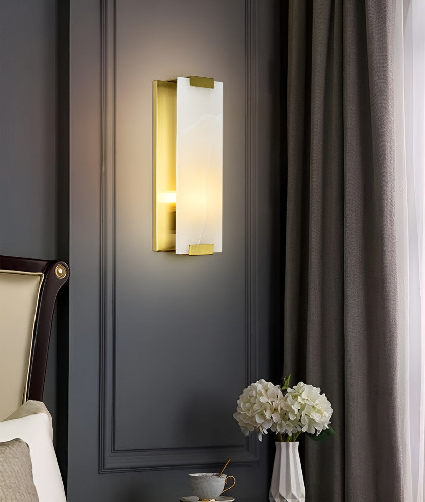Luxury Copper-Marble LED Wall Lamp for Living Room, Bedroom