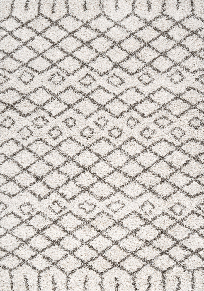 Algaida Moroccan Diamond Shag Beige/Dark Gray 4'x6' Area Rug