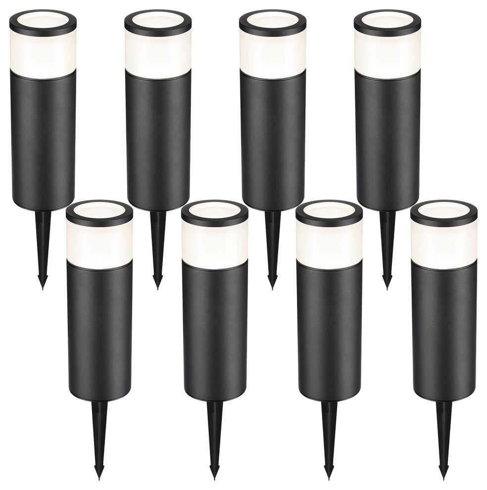 Leonlite Stille 8-Pack 5W Waterproof LED Pathway Light, Matte Black, 4000k Cool White