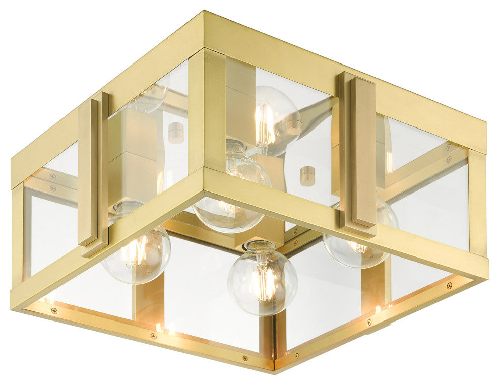 Natural Brass Art Deco, Sophisticated Outdoor Flush Mount