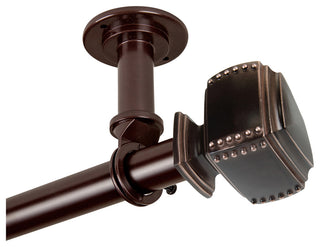 Studded Ceiling 1" Curtain Rod/Room Divider, Bronze, 48-84"