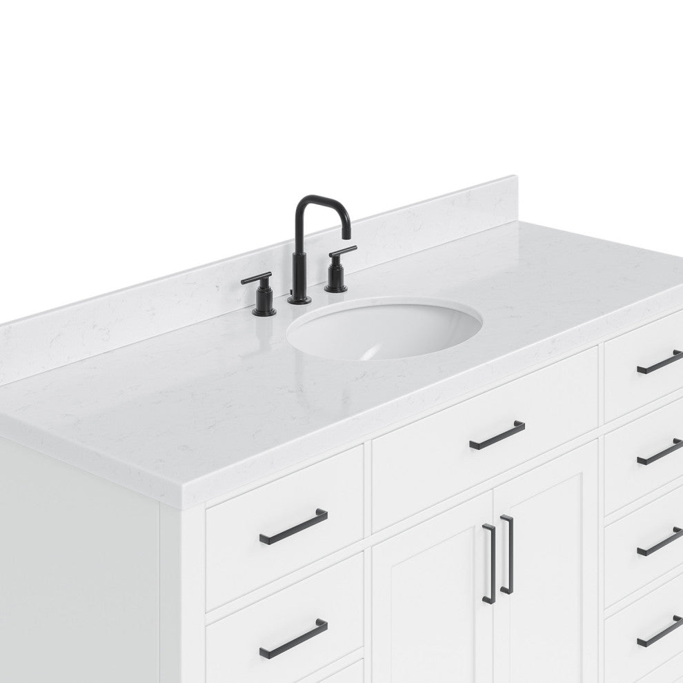 Ariel Hepburn 60"  Single Oval Sink Vanity, Carrara Quartz