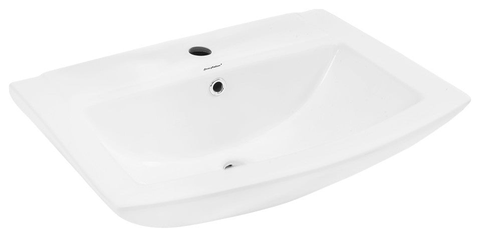 Sublime Pedestal Bathroom Sink Rectangular With Single Faucet Hole