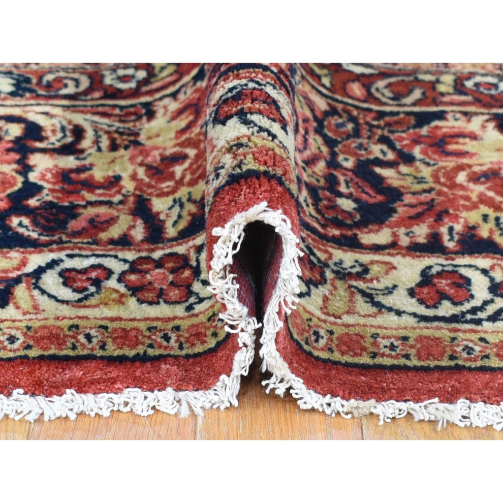 Tomato Red, Persian Sarouk Soft Wool Hand Knotted Oriental Rug, 7'10" x 9'10"