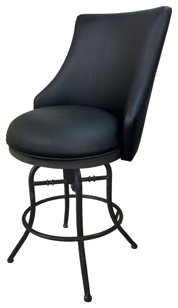 Melisima Swivel Tilt Counter 26" or 30" Metal Bar Stool, Black Vinyl - Grey, 26"