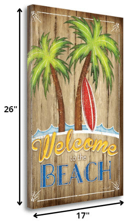 17" Faux Wooden Beach Signboard Giclee Wrap Canvas Wall Art