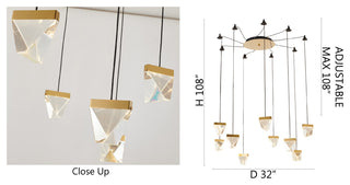 Gold Metal Chandelier With Clear Crystal