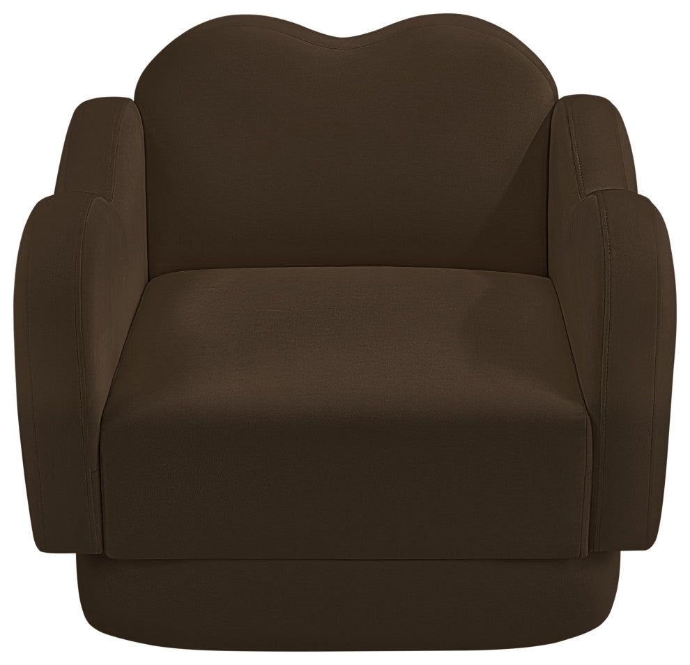 Bloom Upholstered Chair, Brown, Velvet