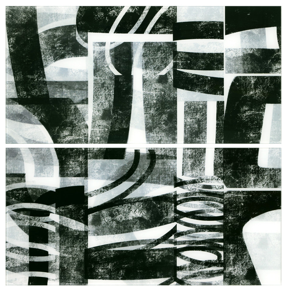 "Compartment A and B" Oversized Frameless Reverse Printed Tempered Art Glass Set