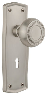 Single Prairie Plate With Round Clear Mission Knob, Satin Nickel