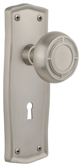 Single Prairie Plate With Round Clear Mission Knob, Satin Nickel