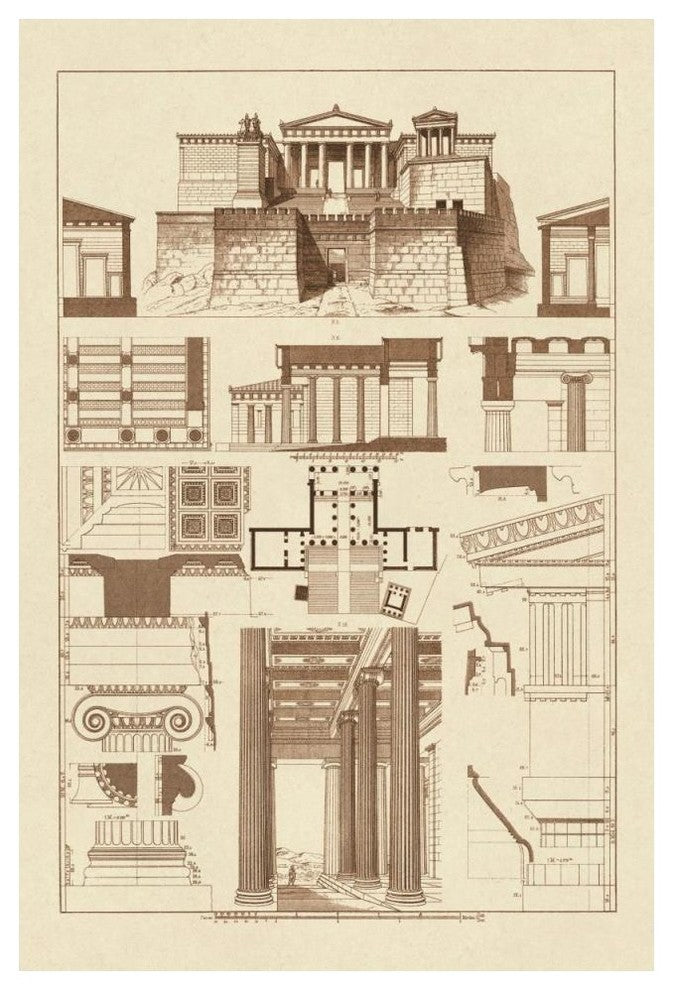 "The Propylaea of the Acropolis at Athens" Paper Print by J. Buhlmann, 34"x50"
