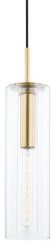 Belinda 1-Light 18" Pendant, Aged Brass, Clear Glass