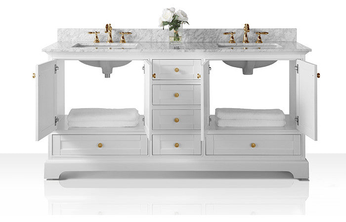 Audrey Vanity Set, White, 72", Gold Hardware, No Mirror