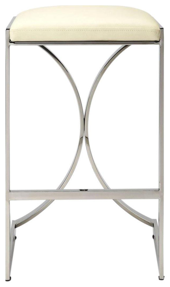 Contemporary Silver Backless Counter Stool