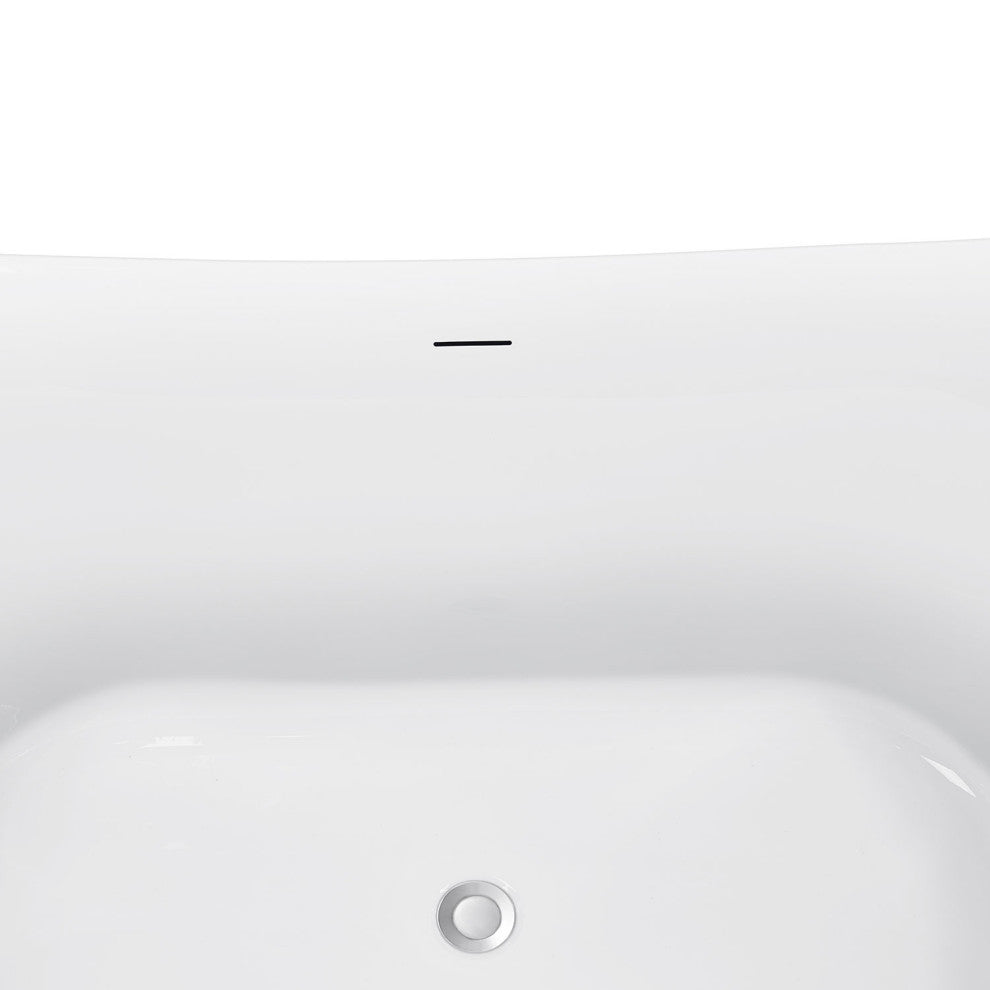 59" Acrylic Freestanding Double Slipper Soaking Bathtub, White