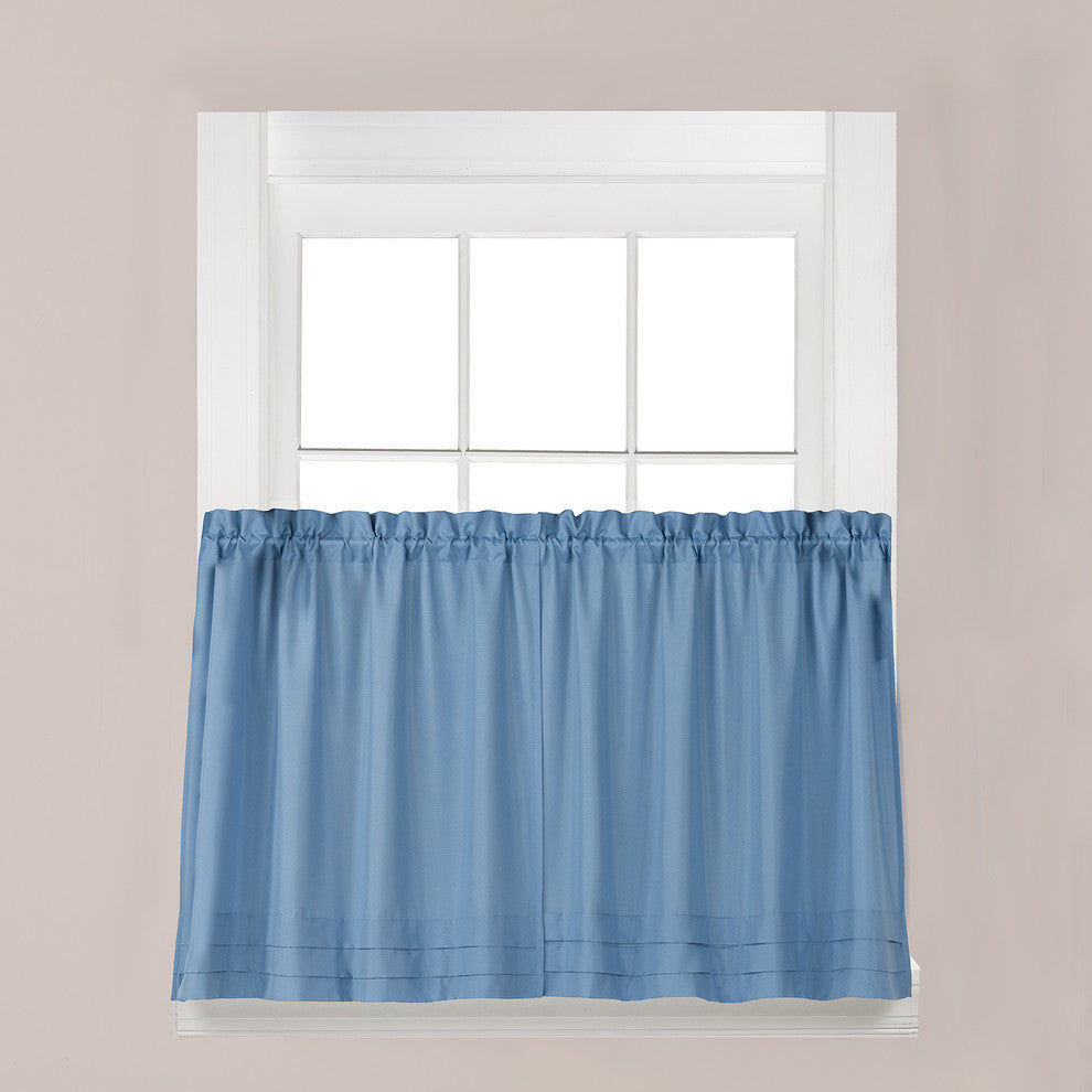 Holden Solid Smoke Blue Kitchen Curtain, 36" Tier