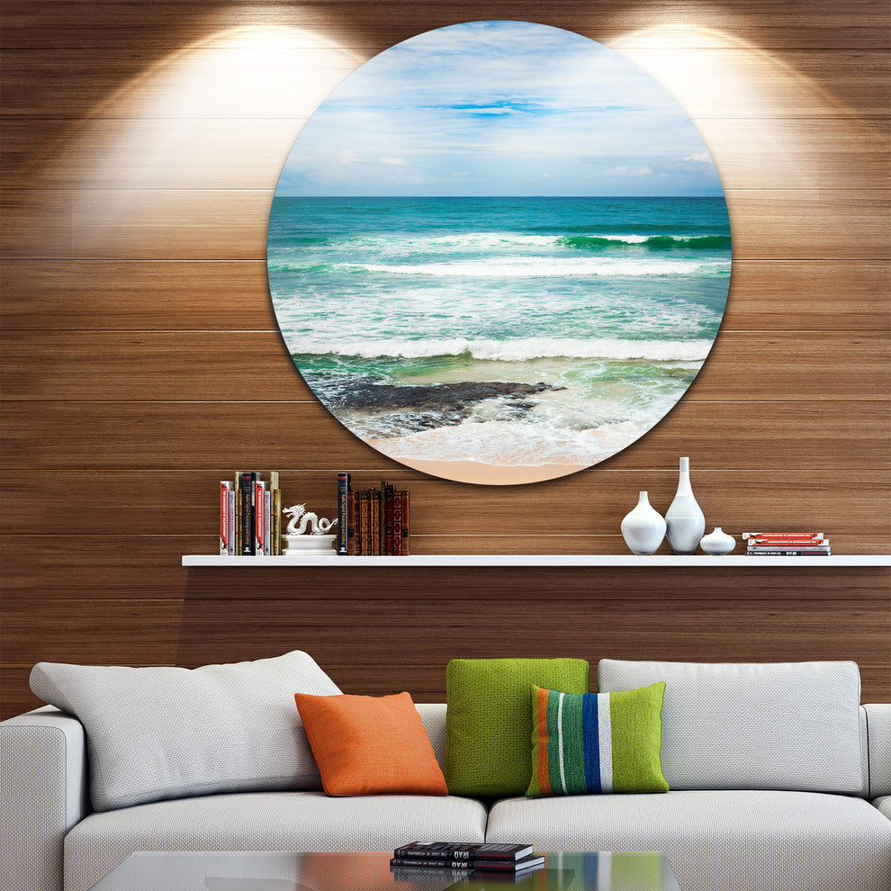 Indian Ocean, Seascape Photography Round Wall Art, 11"