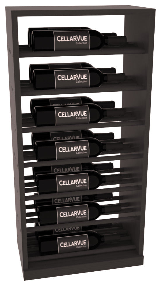 CellarVue Horizontal Wine Rack, Pine, Unstained, Black Stain, Satin Finish