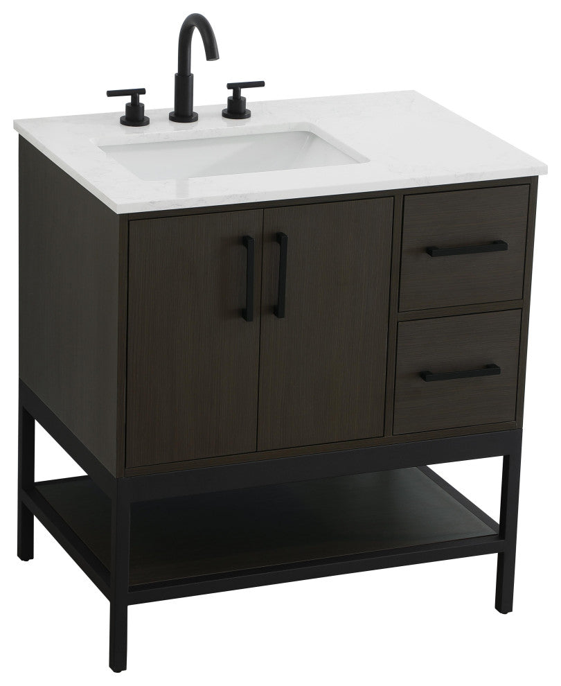 Home Living 32" Single Bathroom Vanity, Mocha Brown