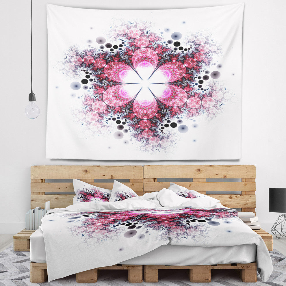 Violet Fractal Flower Pattern Abstract Wall Tapestry, 39"x32"