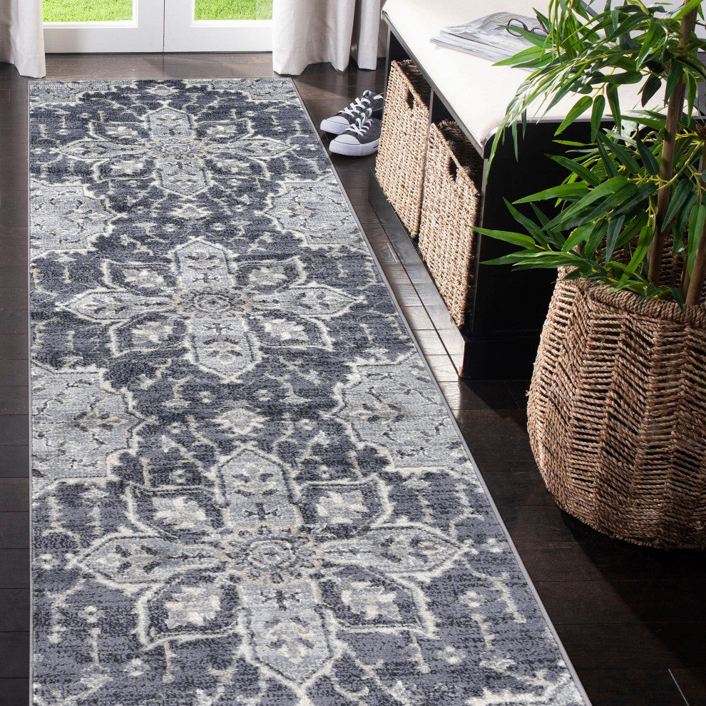 Jordan Eva Runner, Purple, 2'7" x 10", Medallion