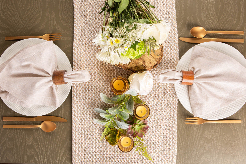 Stone Woven Table Runner 15X72