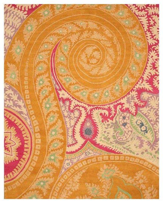 Hand-Tufted Wool Orange Transitional Floral Paisley Rug, 5' X 8'