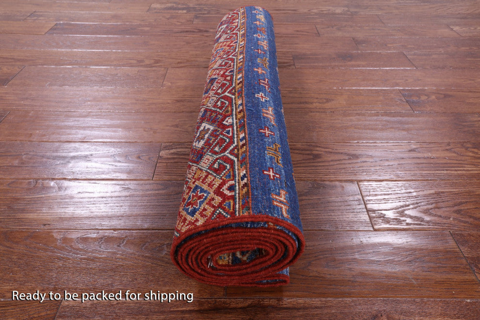 2' 9" X 9' 9" Runner Super Kazak Khorjin Hand Knotted Rug Q10169