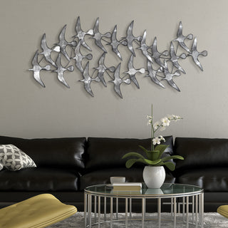 Hand Painted Etched Metal Wall Sculpture, Multi Color, Flock