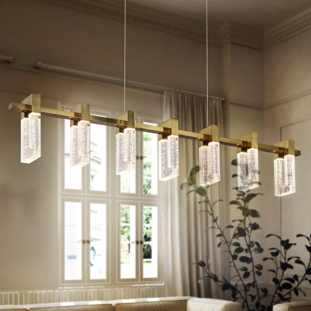 Sorrento 40" Linear ETL Certified Integrated LED Chandelier, Antique Brass