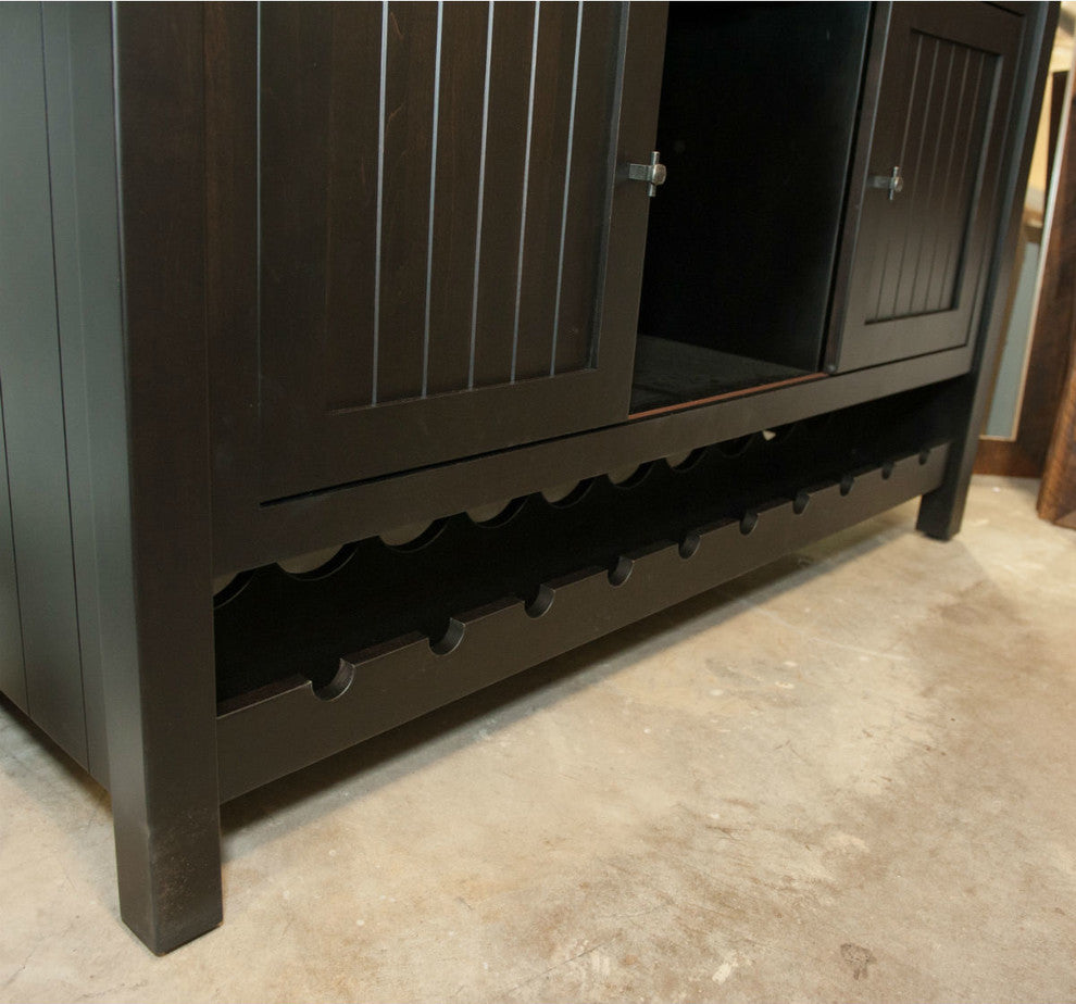 Wine Buffet Cabinet, 20x60, Reclaimed Top, Brown Maple Wood