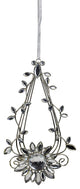 Elegant Silver Flower Jeweled Teardrop Christmas Ornament, 7"
