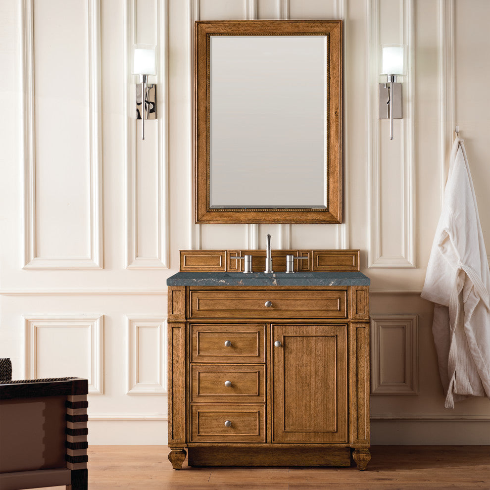 Bristol 36" Single Vanity, Saddle Brown, Parisien Bleu Quartz
