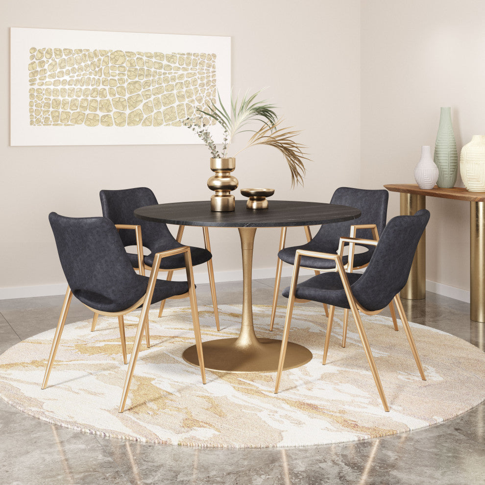 Desi Dining Chair, Set of 2 Black/Gold