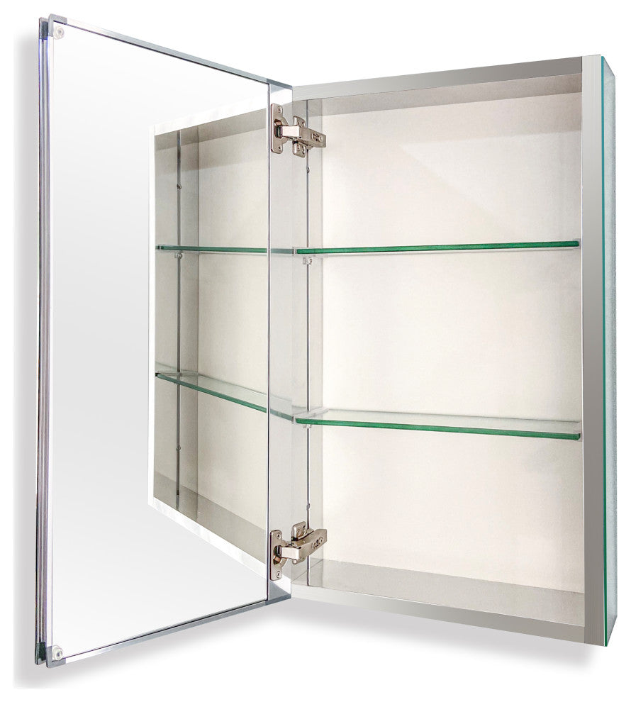 Aurora Recessed or Surface Mount Frameless Aluminum Medicine Cabinet,15x26Inch