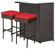 Costway 3PCS Patio Rattan Bar Table Stools Dining Set Cushioned Chairs Red